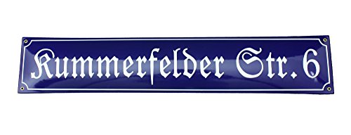 Buddel-Bini Emaille Straßenschild 16 Farben wählbar Text nach Wunsch 15 cm Höhe bis 21 bis 25 Zeichen ab 1 Stück (11-15 Zeichen)