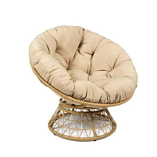 Milliard Papasan Chair with 360-degree Swivel (Wood and Tan)