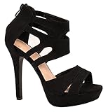  Elara Damen Pumps offen Stilettos High Heels chunkyrayan LL85-Schwarz-39