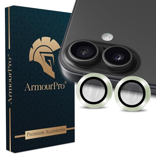 Image of ArmourPro Premium Camera Lens Protector Tempered Glass Compatible For iPhone 17 Tough HD Individual Aluminum Alloy Rings 9H Camera Cover, Scratch-Resistant,Camera Lens Protection| Green
