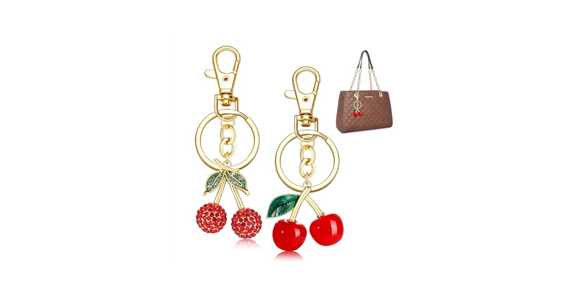 GLBCC Cherry Keychain Cute Glitter Cherry Strawberry Charm