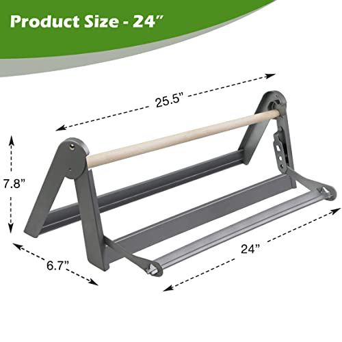 Ecohu 24In Wrapping Paper Roll Cutter - Holder Dispenser For Butcher Freezer Craft Paper Rolls With Serrated Blade For Gift Wrap - Non-Slip Cutting Tool For Any Kitchen, Craft Room - Set On Tabletop #TOP1