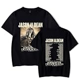 YUDI Jason Aldan Highway Desperado Tour Summer T-Shirt for Men and Women Couples Casual Trend Versatile T-Shirt (Black,X-Large)