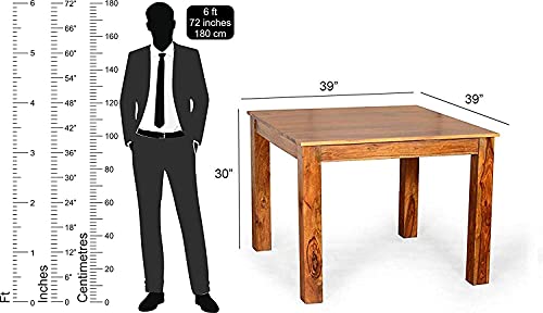 Image of SHRI MINTU'S ART Solid Sheesham Wood Dining Table 4 Seater | Four Seater Dinning Table with 4 Chairs for Home | Chairs with Cushion | Dining Room Sets for Kitchen & Restaurants | Rosewood, Honey