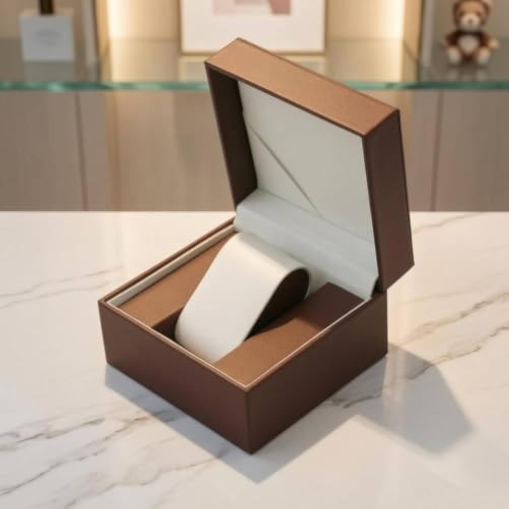 BNF® Lambskin Texture Hinged-Lid Watch Box