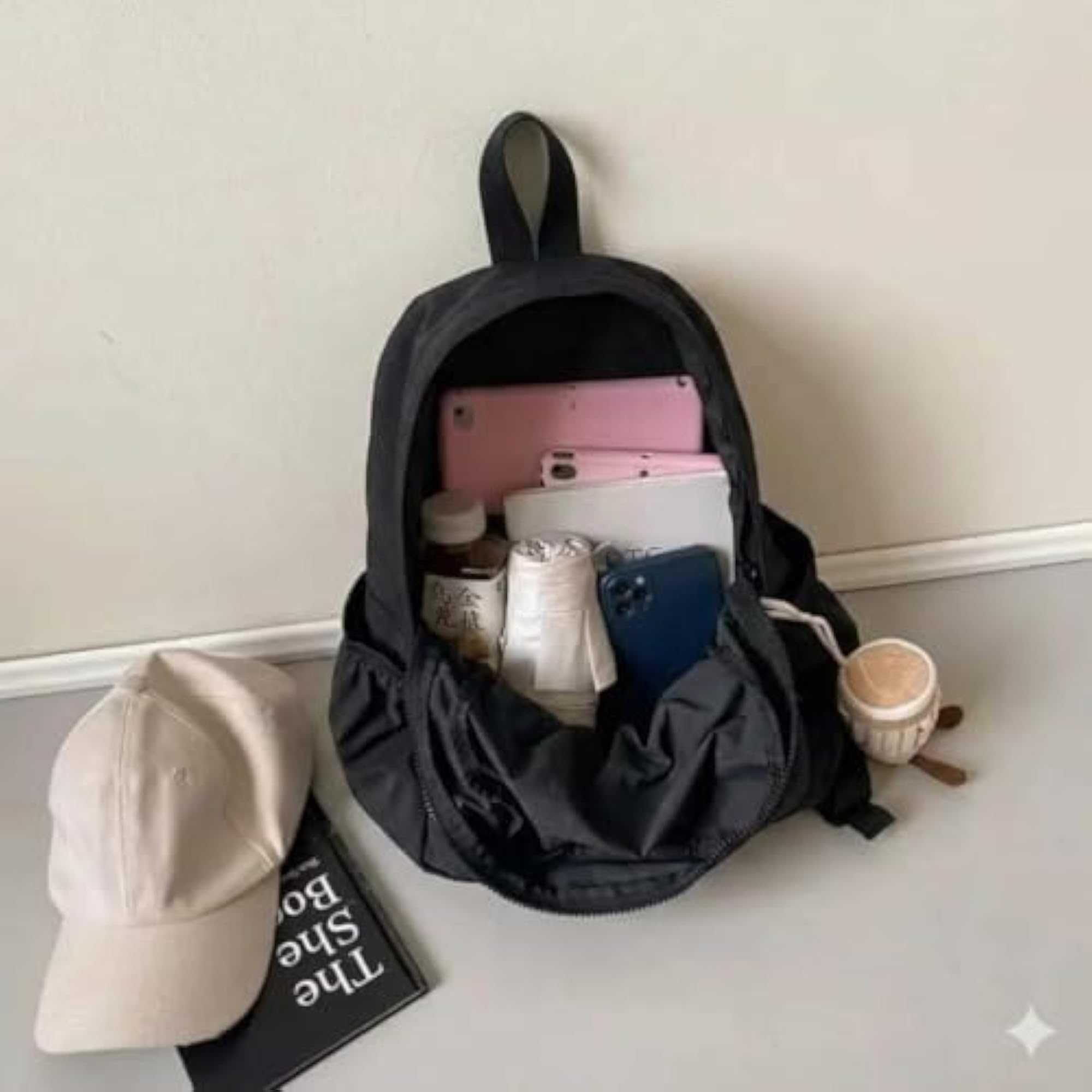 Casual Canvas Drawstring Backpack for Girls
