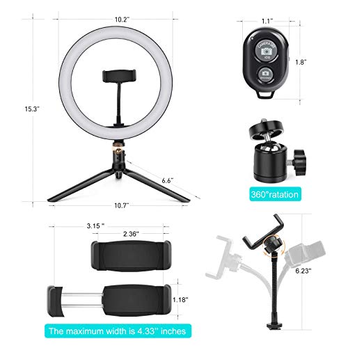 Ringlicht mit Stativ 10 Zoll, Selfie Ringleuchte, LED lichtring Laptop, Dimmbare Tischringlicht für YouTube, TikTok… – Bild 6