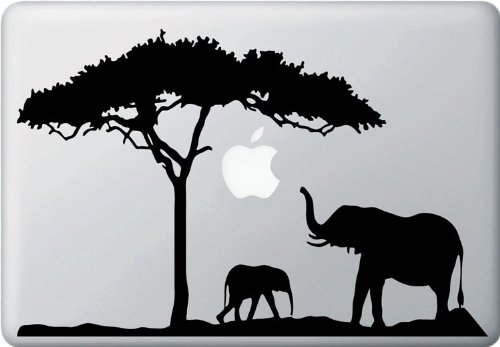 Mom and Baby Elephant Design 2 - MacBook or Laptop Decal Sticker