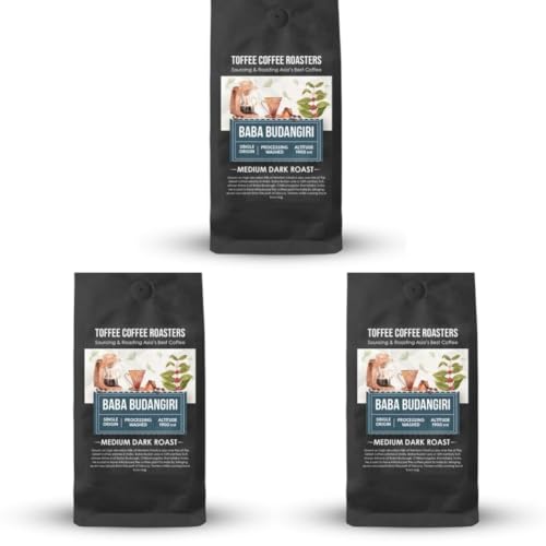 Image of Toffee Coffee Roasters | Baba Budangiri Coffee, Medium Dark Roast, 100 g | Grind: Whole Beans, Speciality Blend, 100% Arabica | Speciality Coffee | Freshly Roasted (Pack of 3)