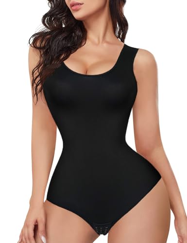 Image of Women Shapewear Tummy Control Bodysuit for Sexy Seamless Butt Lifter Full Body Shaper Black Body Suits Slimming Sleeveless Tank Tops Wasit Trainer