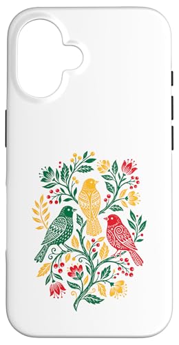 Rasta Reggae Roots Three Birds Jamaica Folk Art Floral �X�}�z�P�[�X iPhone 16 �p