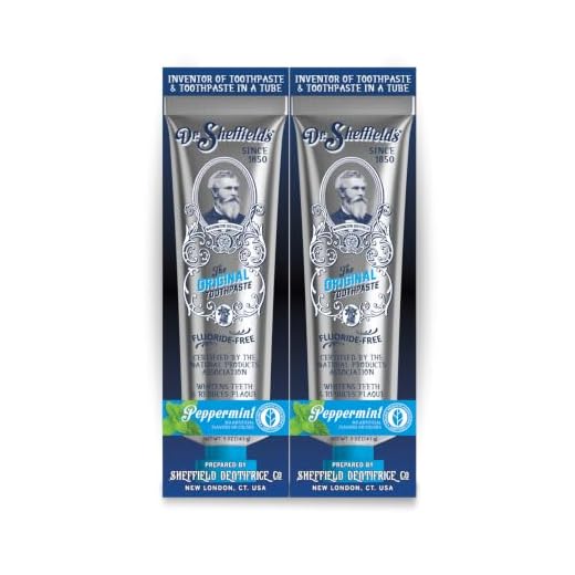 Dr. Sheffield’s Certified Natural Toothpaste (Peppermint) - Great Tasting, Fluoride Free Toothpaste/Freshen Your Breath, Whiten Your Teeth, Reduce Plaque (2-Pack)