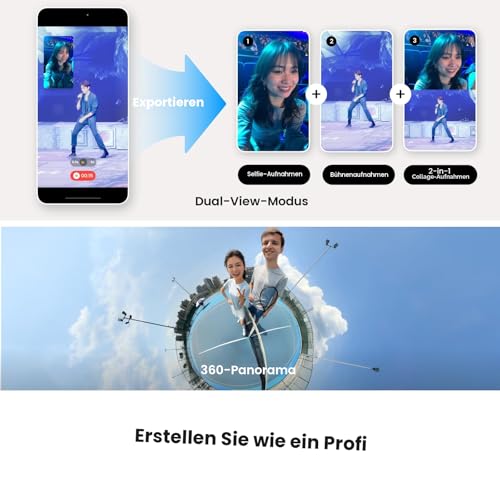 Insta360 Flow 2 Pro Grau – Der branchenerste KI-Smartphone-Gimbal mit Apple DockKit, innovatives 360°-Schwenk-Tracking, frei neigbar, Stativ/Selfie-Stick integriert, mobiler Vlog-/Reise-Stabilisator
