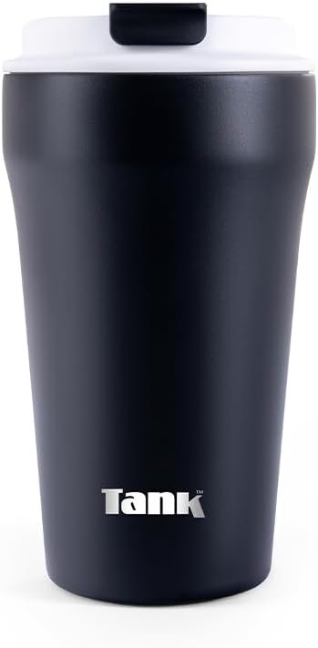 Tank Everyday Mug, 350ml, Stainless Steel, BPA Free, Insulated, Leakproof - Black
