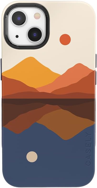 Casely Funda para iPhone 13  Compatible con MagSafe  Los opuestos se atraen  Funda de montaña con bloques de color de día y noche