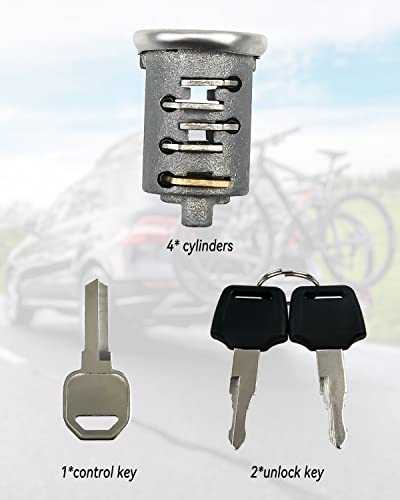 Image of 4 Pack Lock Cylinders Fit for Yakima Car Roof Rack System Components SKS Lock Cores, Includes 4 Cylinders Cores, 2 Opening Keys and 1 Control Key