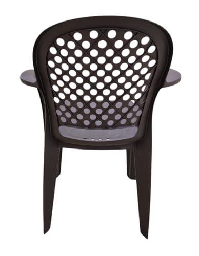 Image of Cello Crystal Armrest Plastic Chair with Matt Finish | Chairs for Home, Garden, Living Room Indoor and Outdoor Use (Colour: Brown, Set of 2)