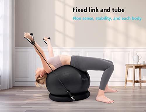 Hbselect Exercise Ball Chair &Anti-Slip Stability Base & Resistance Bands, Extra Thick Anti Burst Swiss Gym Ball For Yoga, Pilates, Birthing Pregnancy #TOP6