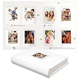 Ruibytree Mini Instant Photo Album with Writing Space for 2x3 Photos, 128 Pockets Hardcover Leather Memory Book, Portable Picture Organizer, Compatible with Instax Mini & Polaroid Zink (Clay White)