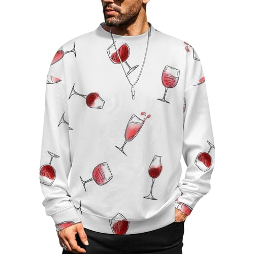 MoBlinko Mens Sweater Champagne Glasses Sweaters for Men Crew Neck Sweater for Men Lightweight Pullover