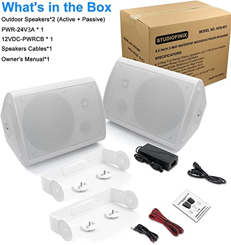 Studiofinix 6.5 Inches 400 Watt Indoor Outdoor Bluetooth Speakers Wall Mount Speakers Waterproof Weather Resistant For Patio Garage Home Outdoor (White) #TOP6