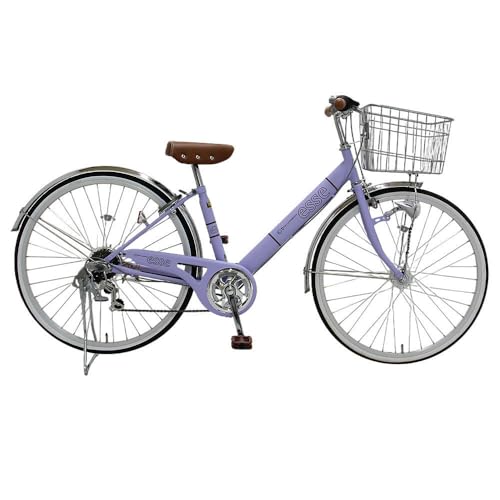 完成品でお届け! 子供用自転車 esse 26インチ シマノ6段変速 オートライト 子供 自転車 [マカロンラベンダー] 小学生 中学生 シンプル 倒れにくい両立スタンド 低床フレーム 安全基準BAA適合車 エッセ 大阪府 堺市 完全組立 整備済でお届け