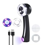 10-Fache Vergrößerungslupe mit K9-Optikglas, Einstellbaren LED-/UV-Leuchten, Dreifarbiger Beleuchtung, Abnehmbaren Skalen, USB-C-Aufladbar, für Schmuck, Münzen, Briefmarken und Elektronikgeräte