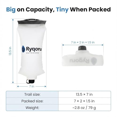 Bolsa de agua plegable Ryqoru de 2 litros con rosca de 28 mm compatible con filtros Sawyer Squeeze miniatura 4