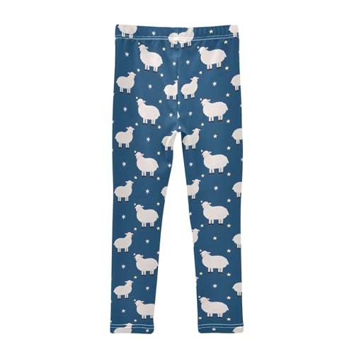 Sheep Stars Pattern Girls Leggings Soft Comfortable Athletic Leggings Dancing Pants for 4-10 Years2