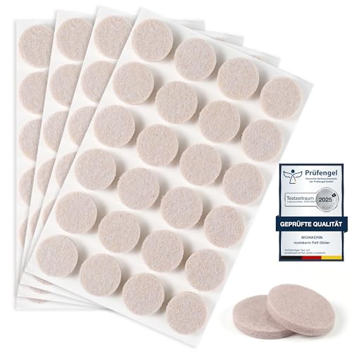 moinkerin 96 Piezas Fieltro Adhesivo Muebles 20mm Almohadillas de Fieltro Grosor 5mm Protector Patas Sillas para Pies de Muebles, Protectores Patas Sillas, Suelos de Madera Beige