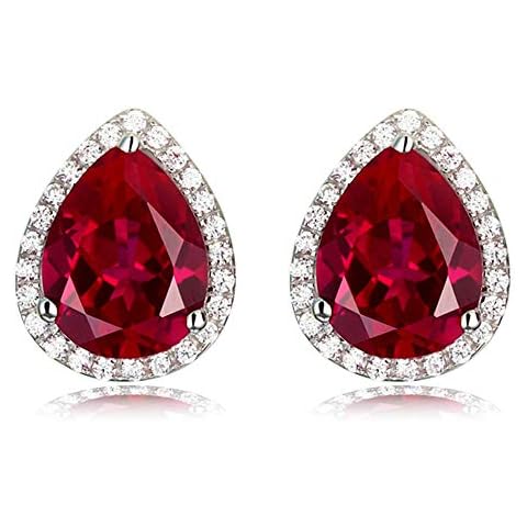 Hiqmic 925 Sterling Silver Ruby Sapphire Earrings Cover