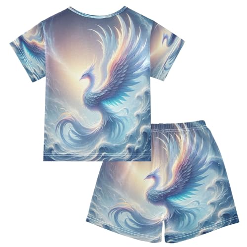Pajama Sets Short Sleeve Ice Phoenix Soft Cotton Summer Sleepwear 2 Piece PJS Size 5-14T2