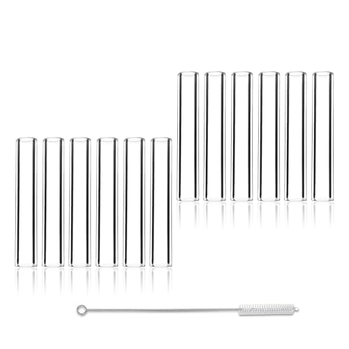 Gtysmox 3 Inches Transparent Borosilicate Glass Tubes, 12 Pcs 10mm Diameter 1.5mm Thickness Glass Tubing with 1 Cleaning Brush for DIY Making Glass Crafts