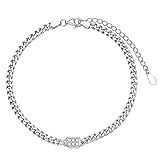 CTIEIP Sterling Silver Real Natural Diamond Bracelet,Chain Station Bracelet for Women（I2-I3 Clarity