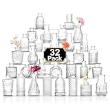 ROLLSCERAY Knospenvasen in Großpackung, klare Glasvasen für Tafelaufsätze, kleine Vasen für Blumen, Mini-Vintage-Blumenvase für Tafelaufsätze, Hochzeitstischdekoration, Heimdekoration