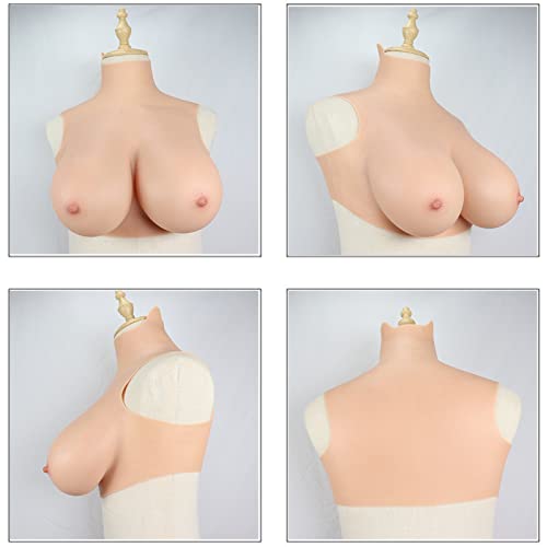 WHG Peitoral de silicone em forma de mamilo estilo gola alta B-H, seios falsos para Crossdressers tr