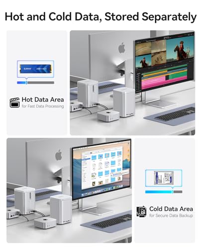 Image of ORICO MiniTower 2 Bay RAID Enclosure Compatible NVMe SSD 10Gbps with Expansion Hub Docking Station for Mac mini M4 Max Up to 56TB-M435