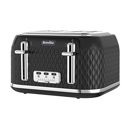 Breville Curve Kettle & Toaster Set with 4 Slice Toaster & Electric Kettle | 3 KW Fast Boil | Black & Chrome
