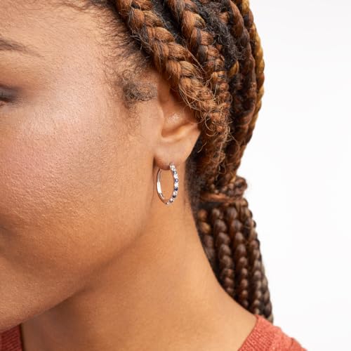 MORGAN & PAIGE .925 Sterling Silver Rhodium Plated Lab Created Alternating Sapphire, Ruby or Cubic Zirconia Hoop Earrings for Women - Sterling Silver Earrings Lightweight and Hypoallergenic Jewelry2