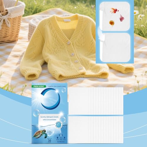 Waschblätter, Waschmittelblätter | Textil Fleckenentferner - Lang Anhaltender Duft Farbschutz & Aufheller Sanft Zur Haut Für Haushalt Haustier Hotel Camping Sport 30 Stück – Bild 4