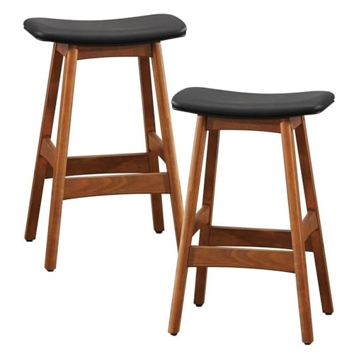 Homelegance Poindexter PU Upholstered Saddle Barstool (Set of 2), Black -  Home Elegance, 1188BK-24
