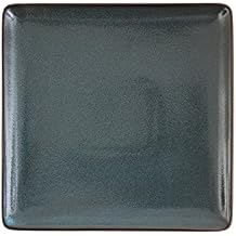 D&V 6 Piece Ston Porcelain Dinnerware Square Dinner Plate Set, 9", Twilight