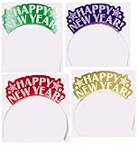 Amscan Sparkling New Year Glitter Paper Assorted Tiaras (12 Piece), Multicolor, 7 1/2