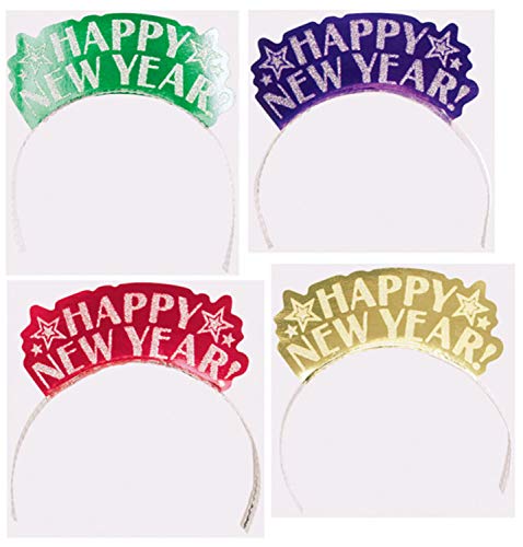 Amscan Sparkling New Year Multicolor Glitter Paper Assorted Tiaras Party Accessory, 7