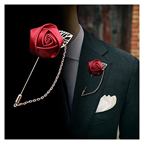 Broche pour hommes fleur rose fixation stable revers sans pli - 3