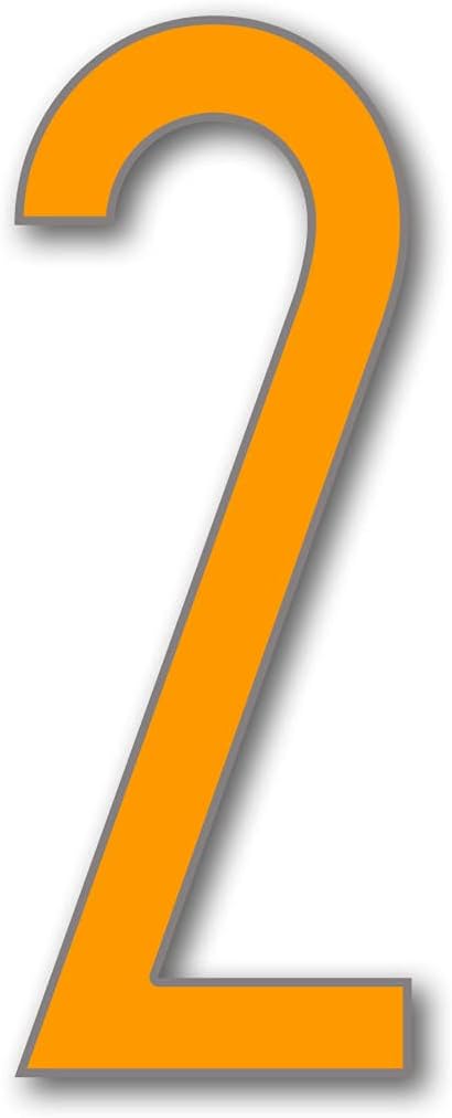 House Number 2 AVENIDA Door Numbers in 3 Sizes (15, 20, 25cm / 5.9, 7.8, 9.8in) Modern Floating Visible House Number Acrylic incl. Fixings, Colour:Orange, Size:25cm / 9.8'' / 250mm