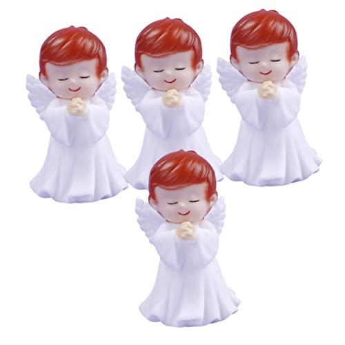 Yardwe 4Pcs Wings Car Guardian Angel Christian Vinyl Decorative And Gift Boy Outdoor Ornaments Party Birthday Baby Home Wedding Miniature Office Little Statue Indoor Memorial #TOP10
