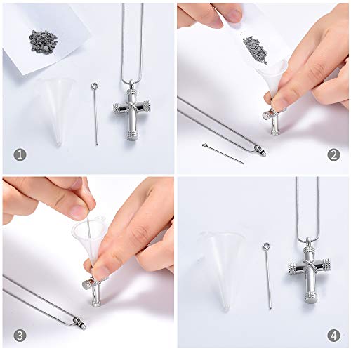 Rope Winding Cross Cremation Ashes Urn Pendant Necklace Memorial Keepsake Jewelry Lord’s Prayer Cross Ashes Necklaces (Silver) #TOP3