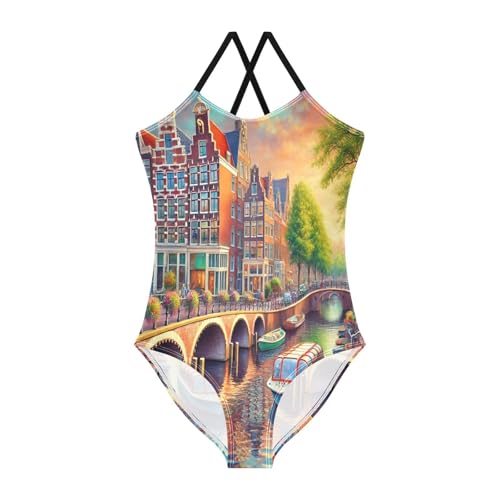 Ship Canal Trees Girls Swimsuit Bathing Suit Summer Beach Swimwear One Piece Swimsuits