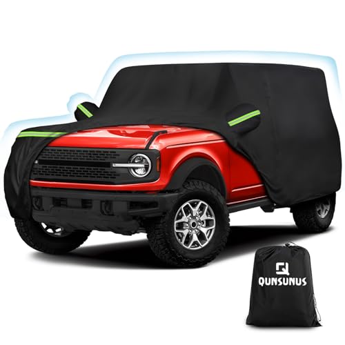 QUNSUNUS 6 Layer SUV Car Cover for Bronco 4 Door Car Cover Waterproof All Weather 210D Windproof Fit for Bronco 2021 2022
